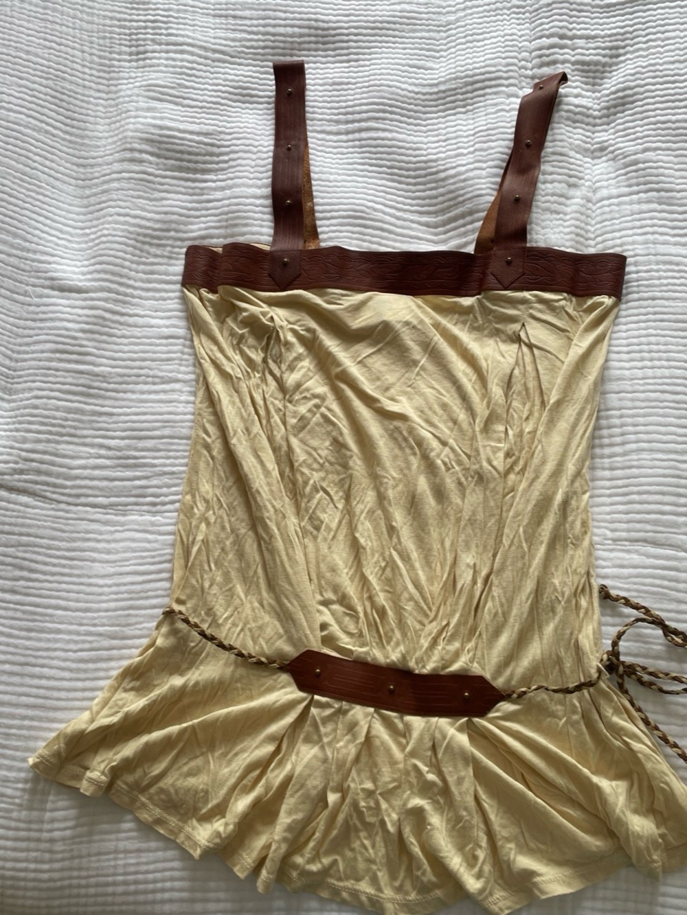 Lauren Moffatt Tank with Leather Straps and Braided Belt